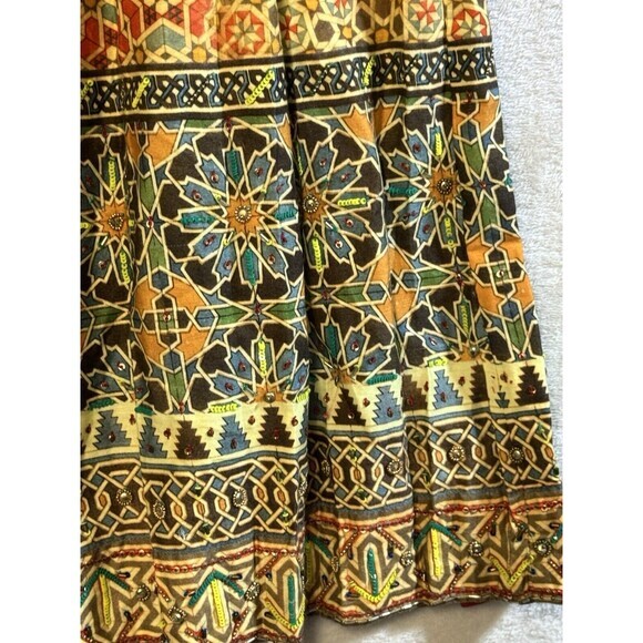 Anthropologie Tanvi Kedia Boho Beaded Knee Length Pleated Zippered Skirt Sz. 10 - Picture 2 of 9